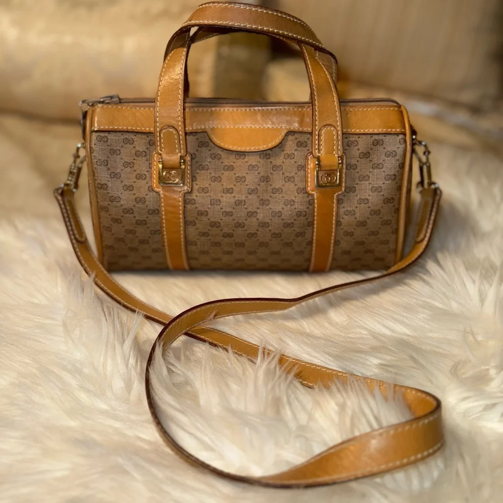 Gucci Micro GG Monogram Vintage Brown Leather Designer Handbag - Picture 4 of 17